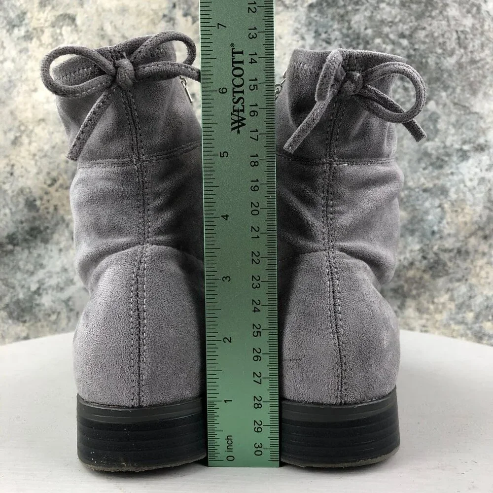 Stuart Weitzman Girl's Size 5 Lowland Mid Grey Faux Suede Side Zip Ankle Booties